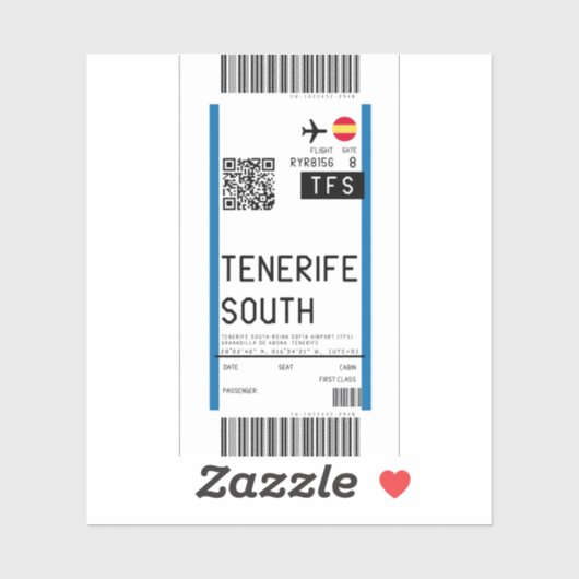 Instapkaart naar Tenerife Zuid (TFS) Sticker (Vel)