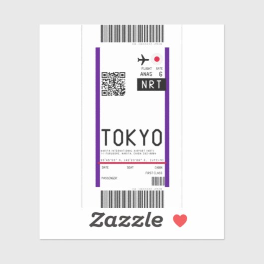 Instapkaart naar Toyko (NRT) Sticker (Vel)