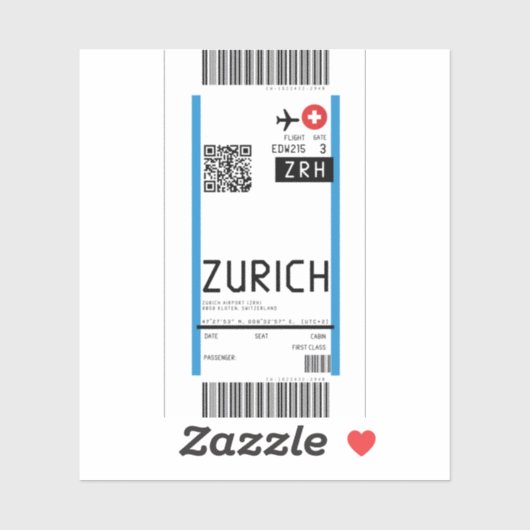 Instapkaart naar Zürich (ZRH) Sticker (Vel)