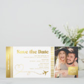 Instapkaart Nep Goud Save the Date Ticket (Staand voorkant)