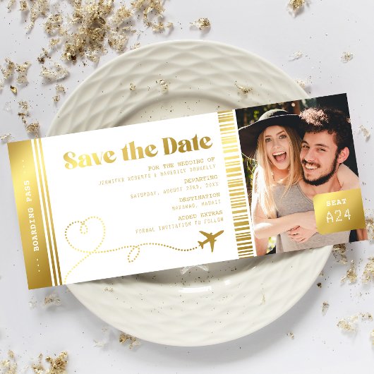 Instapkaart Nep Goud Save the Date Ticket