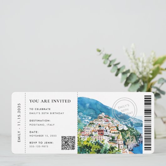 Instapkaart Positano Amalfi Kust Verjaardag Save The Date (Staand voorkant)