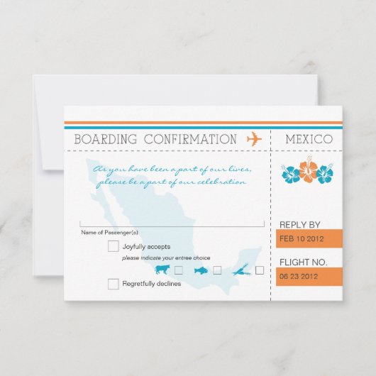Instapkaart RSVP NAAR MEXICO Kaartje (Voorkant)