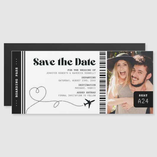 Instapkaart Save the Date Ticket Magnetische Uitnodiging (Voorkant / Achterkant)