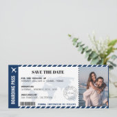 Instapkaart Save The Date Wereldkaart Ticket (Staand voorkant)
