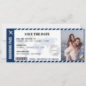 Instapkaart Save The Date Wereldkaart Ticket (Voorkant)
