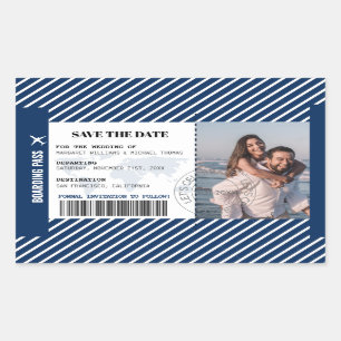 Instapkaart Save The Date Wereldkaart Ticket Rechthoekige Sticker
