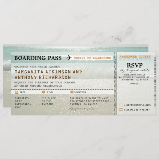 instapkaart strandgolven bruiloft uitnodigingen & (Voorkant / Achterkant)