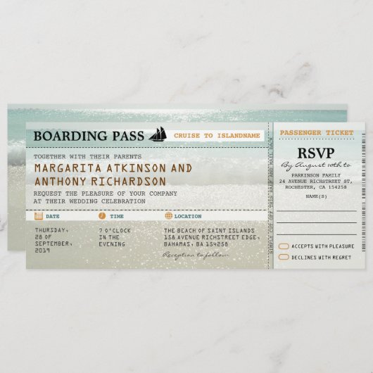 instapkaart strandgolven bruiloft uitnodigingen &  (Voorkant / Achterkant)