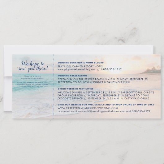 Instapkaart Strandticket All-In-One RSVP en Kaart (Achterkant)