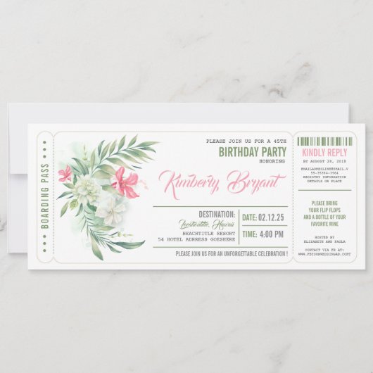 instapkaart | Tickets voor verjaardagsfeestjes op  Kaart (Voorkant)