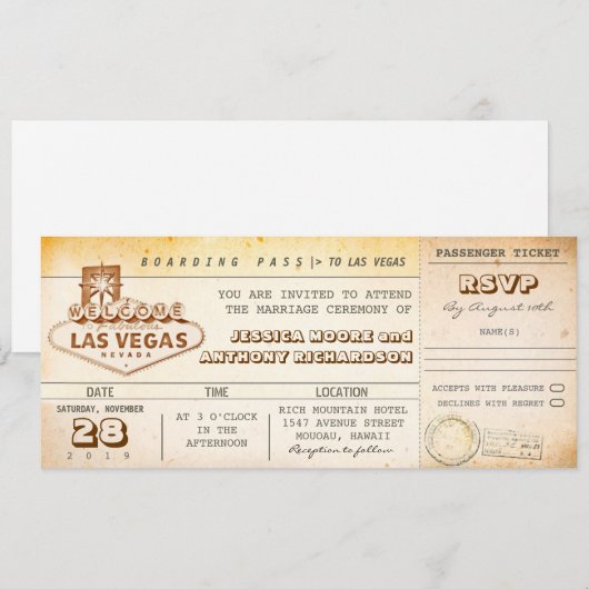 instapkaart trouwkaarten-uitnodiging LAS VEGAS Kaart (Voorkant / Achterkant)
