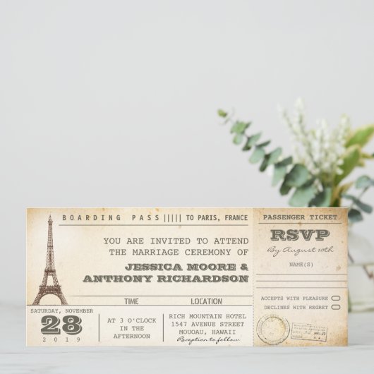 instapkaart trouwkaarten - uitnodigingen PARIJS (Staand voorkant)