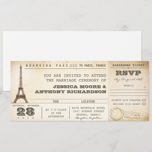 instapkaart trouwkaarten - uitnodigingen PARIJS (Voorkant / Achterkant)