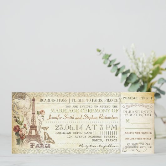 instapkaart trouwkaartjes naar PARIS Kaart (Staand voorkant)