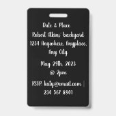 Instapkaart Verjaardagsfeestje Badge (Achterkant)