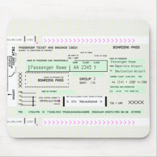  instapkaart vliegticket muismat