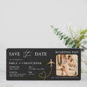 Instapkaart Vliegticket Save The Date (Staand voorkant)