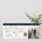 Instapkaart Vliegticket Save The Date Wedding Kaart (Staand voorkant)