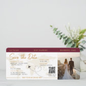 Instapkaart Vliegticket Save The Date Wedding Kaart (Staand voorkant)