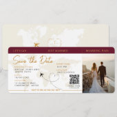 Instapkaart Vliegticket Save The Date Wedding Kaart (Voorkant / Achterkant)