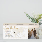 Instapkaart Vliegticket Save The Date Wedding Kaart (Staand voorkant)