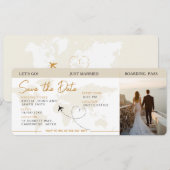 Instapkaart Vliegticket Save The Date Wedding Kaart (Voorkant / Achterkant)