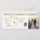 Instapkaart Vliegticket Save The Date Wedding Kaart (Voorkant)