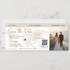 Instapkaart Vliegticket Save The Date Wedding Kaart