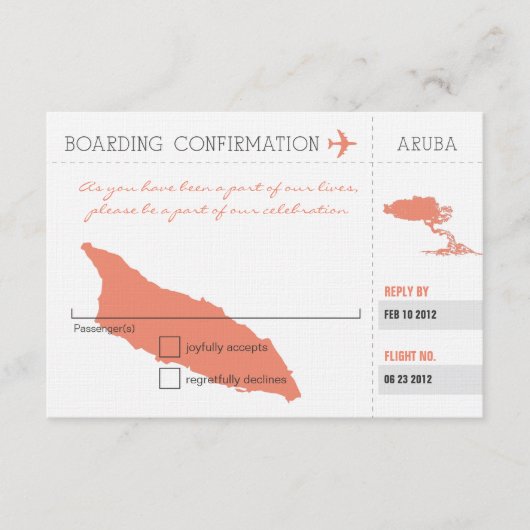 Instapkaart voor Aruba RSVP (Voorkant)