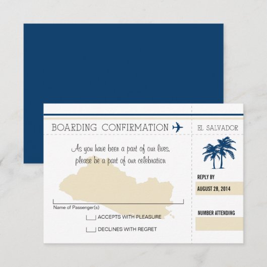 Instapkaart voor El Salvador RSVP Kaart (Voorkant / Achterkant)