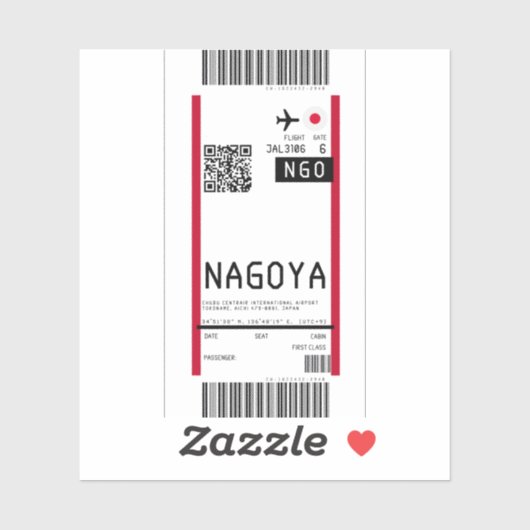 Instapkaart voor Nagoya Japan (NGO) Sticker (Vel)