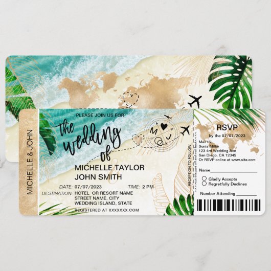 Instapkaart Wereldkaart Tropisch Eiland RSVP Kaart (Voorkant / Achterkant)