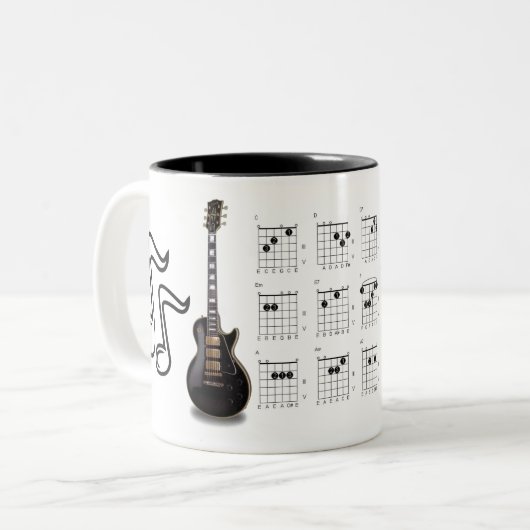 Instapmodel gitarist tweekleurige koffiemok (Voorkant links)