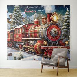 Instappen in de Kersttrein Achtergrond Wandkleed
