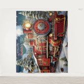 Instappen in de Kersttrein Achtergrond Wandkleed (Voorkant)