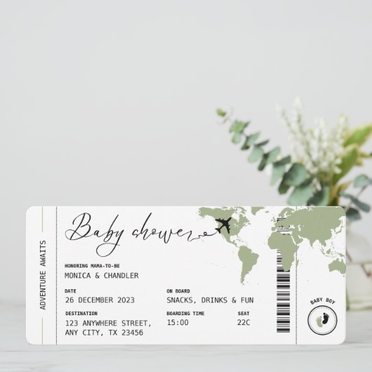 Instappen Pass Travel Gender Neutraal Baby shower Kaart (Staand voorkant)