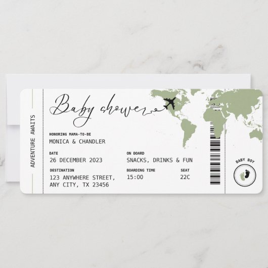 Instappen Pass Travel Gender Neutraal Baby shower Kaart (Voorkant)