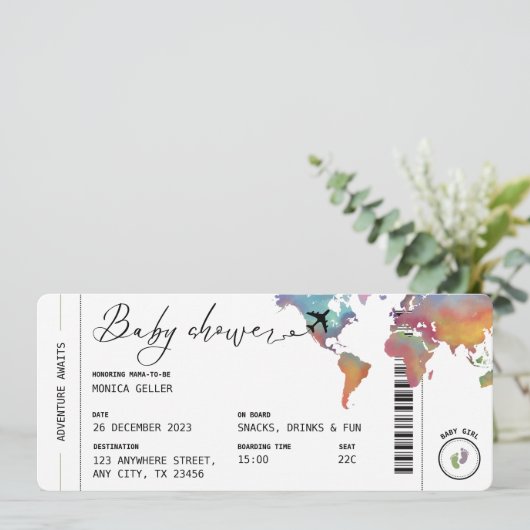 Instappen Pass Travel Gender Neutraal Baby shower Kaart (Staand voorkant)