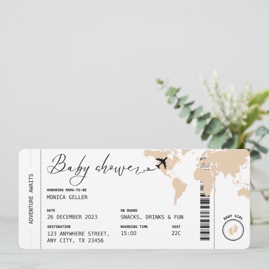 Instappen Pass Travel Gender Neutraal Baby shower Kaart (Staand voorkant)