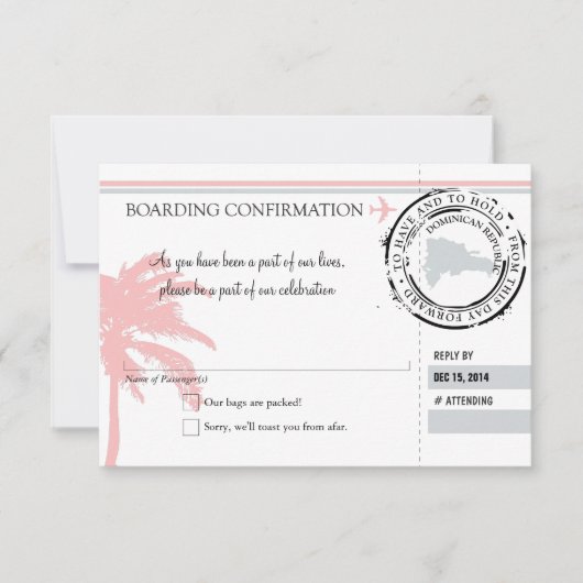 Instappen RSvP Vluchtdocument NAAR Dominicaanse Re Kaart (Voorkant)