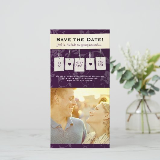 Instelbare Kleur: Doe-het-zelf Save the Date Fotok (Staand voorkant)