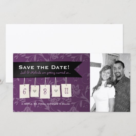 Instelbare Kleur: Doe-Het-Zelf Save the Date Fotok (Voorkant / Achterkant)