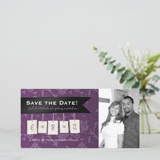 Instelbare Kleur: Doe-Het-Zelf Save the Date Fotok (Staand voorkant)