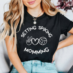 Instellen Spiken Moederen Funny Volleyball Moeder T-shirt
