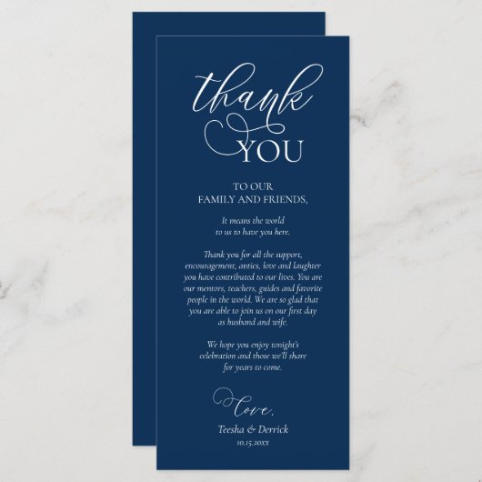 Instelling in de binnenplaats Hartelijk dank, Navy Programmakaart (Voorkant / Achterkant)