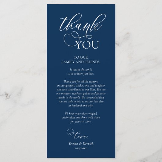 Instelling in de binnenplaats Hartelijk dank, Navy Programmakaart (Voorkant)