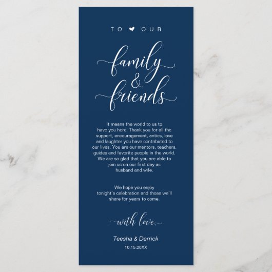 Instelling in de binnenplaats Hartelijk dank, Navy Programmakaart (Voorkant)