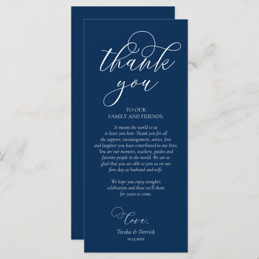 Instelling in de binnenplaats Hartelijk dank, Navy Programmakaart (Voorkant / Achterkant)