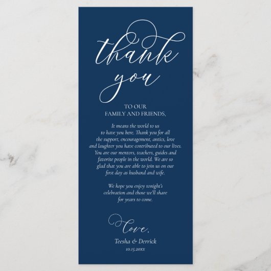 Instelling in de binnenplaats Hartelijk dank, Navy Programmakaart (Voorkant)